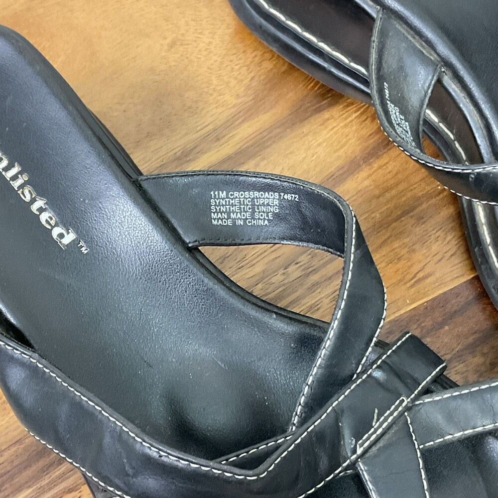 Unlisted Women's Size 11 Crosswinds Black Leather Wedge Slip on Sandals - Picture 9 of 10